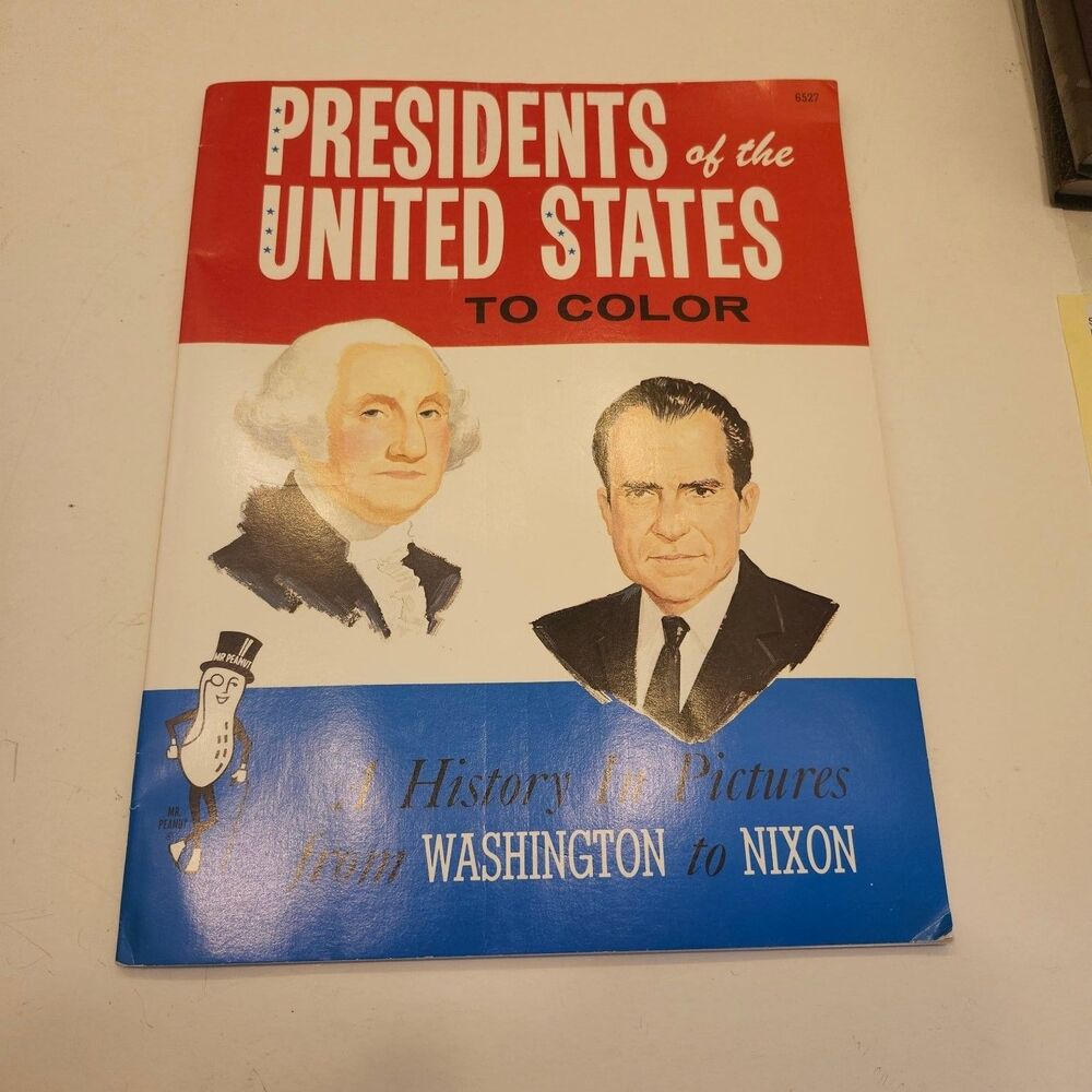 Presidents of the United States to Color Book 1969 Saalfield Mr. Peanut History